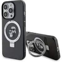Karl Lagerfeld KLHMP15LHMRSKCK iPhone 15 Pro 6.1 svart/svart Karl&amp Choupette MagSafe hårt fodral ring stativ