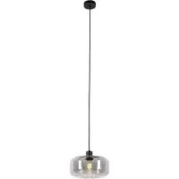 QAZQA Art Deco-hänglampa svart med rökglas - Bizle