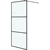 vidaXL Duschvägg svart 90x195 cm halvfrostat ESG-glas