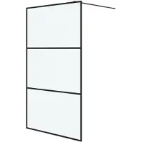vidaXL Duschvägg svart 115x195 cm halvfrostat ESG-glas
