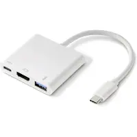 Renkforce RF-4366444 Adapter [1x USB-C hane - 1x HDMI hona, USB 3.2 Gen 1 A hona (USB 3.0), USB-C hona] Vit guldpläterad kontakt 12.00 cm