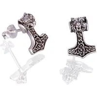 Northern Viking Jewelry Varghuvud Thor's Hammare örhängen NVJKK043