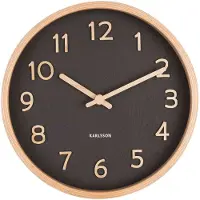Karlsson KA5851BK Pure Wood Grain Small Svart väggklocka 22 cm