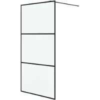 vidaXL Duschvägg svart 100x195 cm halvfrostat ESG-glas