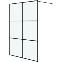 vidaXL Duschvägg svart 140x195 cm halvfrostat ESG-glas