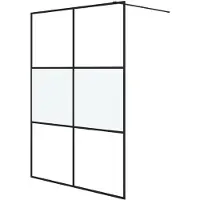 vidaXL Duschvägg svart 140x195 cm halvfrostat ESG-glas