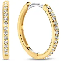 Ti sento guldpläterade hoops i silver med zirkonia stenar 18 mm 7959ZY