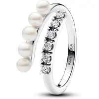 Pandora Timeless sterling silver bypass pave pärlring 193145C01-50