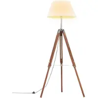 vidaXL Golvlampa honungsbrun och vit massivt teakträ 141 cm
