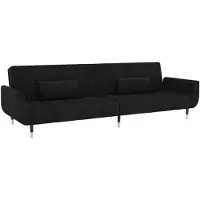 vidaXL Bäddsoffa 2-sits med två kuddar svart sammet