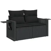 vidaXL Soffa för Trädgård med Kuddar 2 Platser, Säte med Ryggstöd och Armstöd, Terrassmöbel Utomhus, Svart 365972