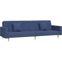 vidaXL Bäddsoffa 2-sits med två kuddar blå tyg