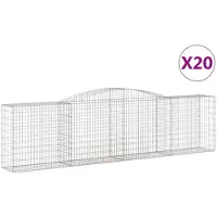vidaXL Gabioner bågformade 20 st 400x50x100/120 cm galvaniserat järn