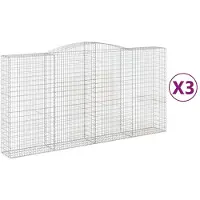 vidaXL Gabioner bågformade 3 st 400x50x200/220 cm galvaniserat järn