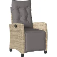 vidaXL Justerbar trädgårdsstol med fotpall i blandat beige rotting 365237