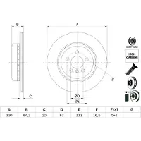 Bosch Bromsskiva 0 986 479 G14 bak, ventilerad, höggradigt förkolnad, 1 Stycke
