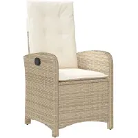 vidaXL Justerbar trädgårdsstol med dynor beige konstrotting