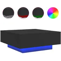 vidaXL Soffbord med LED svart 80x80x31 cm