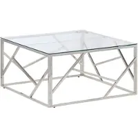 vidaXL Soffbord silver rostfritt stål och härdat glas