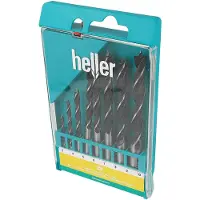 Heller 205241 Trä-spiralborr-set 8 delar 3 mm, 4 mm, 5 mm, 6 mm, 7 mm, 8 mm, 9 mm, 10 mm Cylinderskaft 1 set