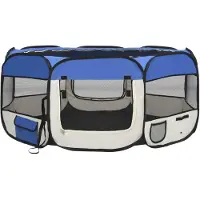 vidaXL Hopfällbar hundbur med bärväska blå 145x145x61 cm