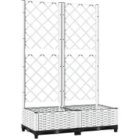 vidaXL Odlingslåda med spaljé vit 80x40x121,5 cm PP