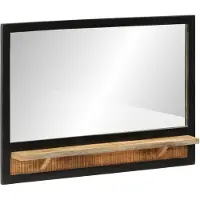vidaXL Spegel med hylla 80x8x55 cm glas och massivt mangoträ