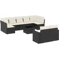 vidaXL Loungegrupp 10 delar med svarta dynor konstrotting