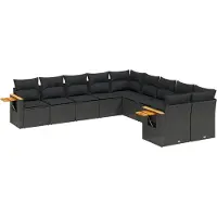 vidaXL Loungegrupp 10 delar med svarta dynor konstrotting