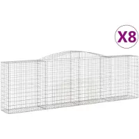 vidaXL Gabioner bågformade 8 st 400x50x120/140 cm galvaniserat järn