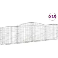 vidaXL Gabioner bågformade 15 st 400x30x100/120 cm galvaniserat järn