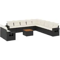 vidaXL Loungegrupp med dynor 12 delar svart konstrotting