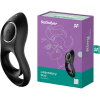 Satisfyer Legendary Duo - penisring med vibration - uppladdningsbar - svart