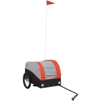 vidaXL Cykelvagn svart och orange 30 kg järn
