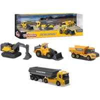 Majorette Volvo Anläggningsfordon, 4-Pack, Majorette