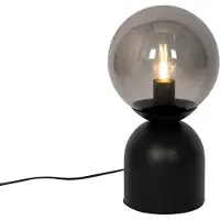 QAZQA Hotellchic bordslampa svart med rökglas - Pallon Trend