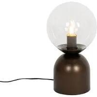 QAZQA Bordslampa Hotel Chic mörk brons med klart glas - Pallon Trend