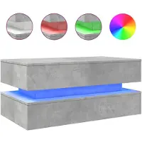 vidaXL Kaffebord med LED-belysning, Betonggrått, 90x50x40 cm