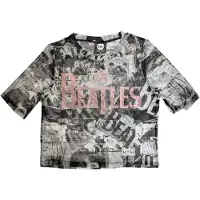 Ginza.se The Beatles: Ladies Crop Top/All-Over-Print & Drop T Logo (White) (Mesh) (Medium)