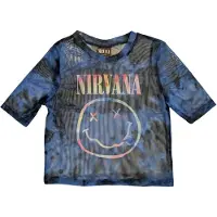 Ginza.se Nirvana: Ladies Crop Top/Pastel Happy Face (Blue) (Mesh) (X-Small)