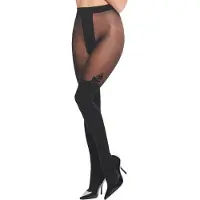 Kotek Black Strumpbyxor med Blombroderi - Svart - L/XL - Svart