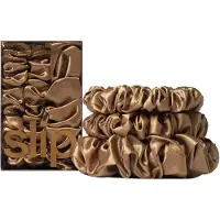 Slip Pure Silk Assorted Scrunchies - Koppar 3 Count - 100% Pure 22 Momme Mulberry Silk Scrunchies fr kvinnor - Hrvnliga + Lyxiga Elastiska Scr