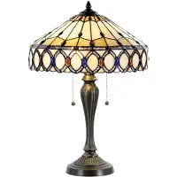 Clayre & Eef Tiffany bordslampa Fiera, Creme / bärnsten, Vardagsrum / matsal, Glas, Tiffany, Bordslampa