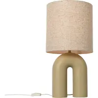 QAZQA Design bordslampa beige med linneskärm beige - Lotti