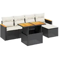 vidaXL Loungegrupp med dynor 6 delar svart konstrotting