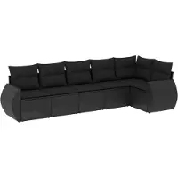 vidaXL Loungegrupp med dynor 6 delar svart konstrotting
