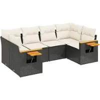 vidaXL Loungegrupp med dynor 6 delar svart konstrotting