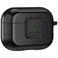 Mtp Products Apple AirPods Pro 2 - magnetisk laddning TPU-fodral med spänne för öronsnäckor och karbinhake - svart