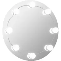 vidaXL Rund väggspegel i glas med LED-lampor
