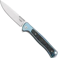 Lionsteel Skinny Solid SK01 BL Blue Titanium, Blue Dark Matter Carbonfiber inlay pocket knife, Molletta design